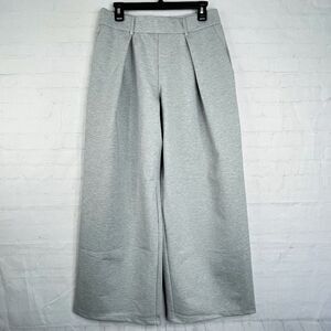 OGL Stretchy Wide Leg Pant Womens Medium Gray Pleat Dress Pant Pull On Trousers
